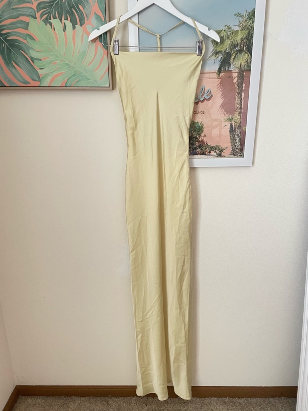 Peppermayo Pale Yellow Strapless Slip Dress